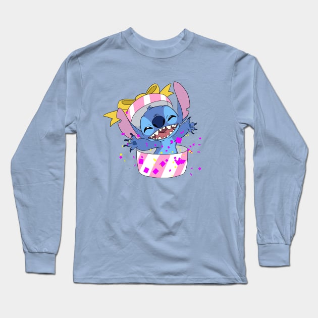 Stitch Surprise Long Sleeve T-Shirt by Nykos